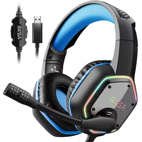 EKSA E1000 Gaming Headphones For PC/PS4/PS5 7.1 Surround RGB Gaming Headset Gamer USB Wired Headphon