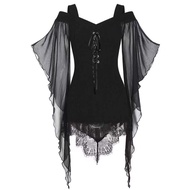 Váy Halloween Gothic Style Big Skirt Asymmetrical Splice Tie Waist Big Skirt Dress Women Long Sleeve