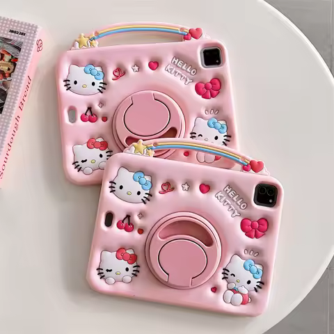 For IPad 10 9 8 7th Mini Air 1 2 3 4 5 6 10.9 A16 Pro 11 Inch Child Case 3D Cartoon Hello Kitty Sili