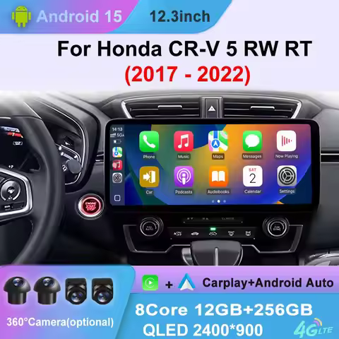 12.3" Android 15 Car Radio BT WIFI Multimedia Video Player Navigation GPS Player for Honda CR-V 5 RW
