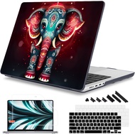 Black Elephant Pattern Print Case Compatible For MacBook 2025 Pro 14 A3434 A3401 A3112 Air 13 A2681 