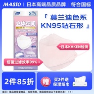 MASTO 日本口罩 一次性口罩K N95口罩钻石形3D立体鱼型彩色5枚独立装 细菌过滤效率≥99%防PM2.5防花粉防飞沫