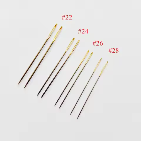 oneroom 10 pcs / lot #26 #24 #22 # 28 golden tail Needles for aida 9ct 11ct 14ct 18ct fabric cross s