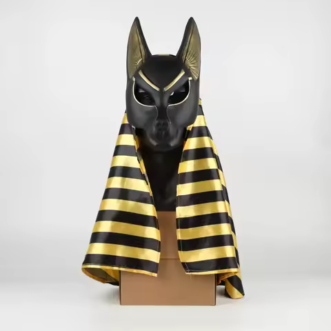 Egyptian Anubis Cosplay Face Mask, PVC Canis Spp, Wolf Head, Jackal Animal Masquerade Props, Hallowe