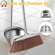 Broom and Dustpan Set with Long Handle Heavy Duty Stainless Steel Dustpan with Broom Upright Broom D