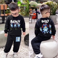 KIMCHIBABY Long Sleeve Set for Boys 190gsm High Quality Cotton Fabric with Bluey Pattern, Autumn and