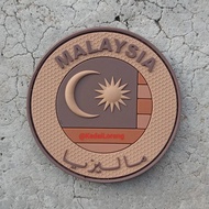  A00002 Patch PVC Getah Malaysia 3D Jawi Round Flag Tactical Desert High Quality