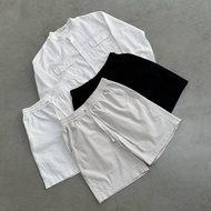 Hot Couple Set for Men and Women with Lover Shirt and Off-Shoulder Blouse Combined with Bow Shrug Sk