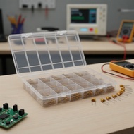 Ceramic Monolithic Capacitor Assortment 480PCS, 50V, Capacitance 10pF to 10uF, Contains 0.1uF, 0.22u