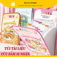 A4 document File, A4 BUTTON vertical document bag with 13 SWEET CAKE compartments for document stora