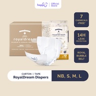 [Carton] Hoppi RoyalDream Baby Diaper Tape NB66/S56/M44/L40 (4 Pack) 100% 7 Chemicals-Free*