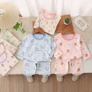 【9-40Kg】儿童纯棉莱卡内衣套装男童女童宝宝秋衣秋裤无骨长袖睡衣裤家居服Children's Pure Cotton Lycra Underwear