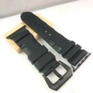 Apple Watch 沛納海 新款 代用 閃電款 錶帶 黑色 厚感紮實 運動錶帶 橡膠錶帶 不鏽鋼黑針釦 42 44