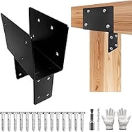 ITEVE.GD Post Cap Tie Bracket,Heavy Duty Wood Beam Support Bracket.Black T-Shape Pegola Braacket for