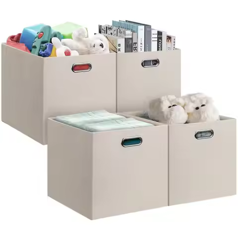 13x15x13in Collapsible Storage Bins, Fabric Foldable Cube Storage Boxes, Decorative Storage Baskets 