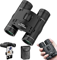 8x21 Binoculars for Adults and Kids, High Powered Mini Pocket Binoculars with Phone Adapter, Waterproof Compact Binoculars for Bird Watching, Hunting, Concert, Theater, Traveling(K Style-Black)