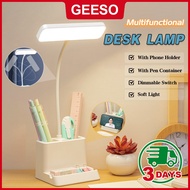 GEESO Study Table Lamp Eye-Caring LED Desk Lamp 3 Color Adjustable LED Reading USB Charging Touch Di