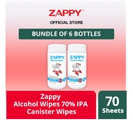 Zappy Alcohol Wipes 70% IPA Canister Wipes 70 Sheets