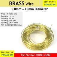 Brass Wire Dawai Loyang (Single Core) Jewelry wire | 0.3mm, 0.4mm, 0.5mm, 0.6mm, 0.8mm, 1.0mm, 1.2mm