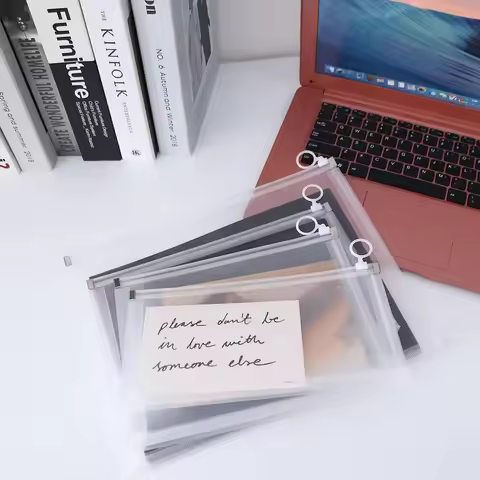 B5 A4 A5 A6 Transparent Document Bag Office File Holder School Folder Zipper Pouch