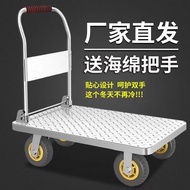 LdgSteel Plate Platform Trolley Trolley Truck Mute Household Trolley Portable Trolley Trolley Folding Four-Wheel Trailer