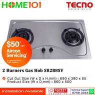 Tecno Stainless Steel Cooker Hob 2 Burners SR288SV - LPG / PUB - FREE INSTALLATION