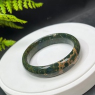 綠色海洋碧玉手鐲 57MM 魚籽料魚卵蛙卵紋玉髓手環 清新活潑喜悅