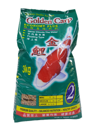 3KG GOLDEN CARP Economy Plus Koi Fish Food (Medium Pellet 5mm) - Protein 32% | Makanan Ikan Koi | 鲤鱼饲料