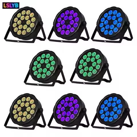 8 Pcs / Lot Disco Par Light 18x18w RGBWA UV 6in1 Full Color Led Par Light ABS Plastic Par Lamp
