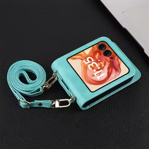 For Motorola Moto Razr 60 Wallet Crossbody Lanyard Phone Case For Motorola Moto Razr 2025 Card Holde