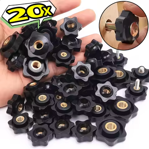 20/5PCS Hex Star Tightening Nut Plastic Copper Knob Screws Bolt Thread Clamp Hand Tighten Nut Machin