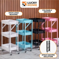 🇸🇬LuckyHome🔥Foldable Trolley Rack/Trolley Shelf/Kitchen Shelf Movable Storage Cart Organizer Free installation