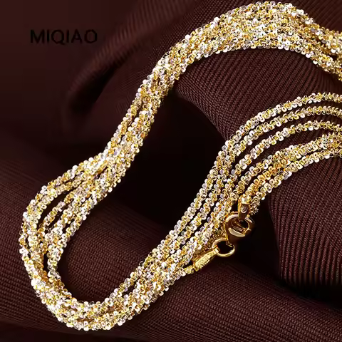MIQIAO 925 Sterling Silver Necklace Two Tone Chain Jewellery Women Trend 2024 Italy Silver 925 Real 