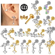 1 Piece/single Heart Star Shape Hypoallergenic G23 Titanium Labret Li Stud 16Gauge Earring Helix Lob
