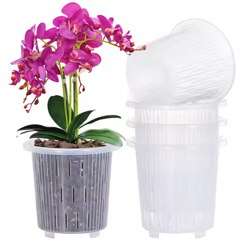 Meshpot Clear Plastic Orchid Pots For Flower Breathable Basin Orchid Planters Root Control Orchid Tr