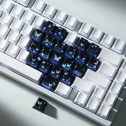 Butterfly Heart Keycap PC light transmission 21 Keys Red pink blue For mechanical keyboards Wooting