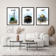 Wall Decoration poster, Masjid Nabawi, Masjid Al-Aqsa Makkah / Hiasan dinding / Mecca picture / Isla