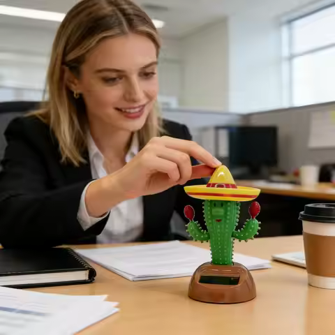 Cartoon Cactus Car Accessories Auto Dashboard Decoration Creative Gift Solar Powered Dancing Shaking