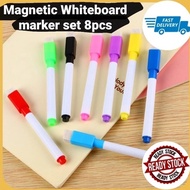 White Board Marker Pen Multi with Eraser 8 color Blue Red Black colour Whiteboard magnet learning du