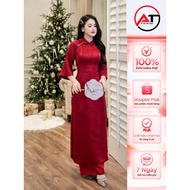SA Traditional ao dai, high-quality beaded brocade ao dai with pearl embellishments on the shoulders