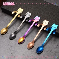 LIORA‌A 1/4pcs Stainless Steel Teaspoon, Cute Design Stainless Steel Mini Cat Coffee Spoon,  Kitchen