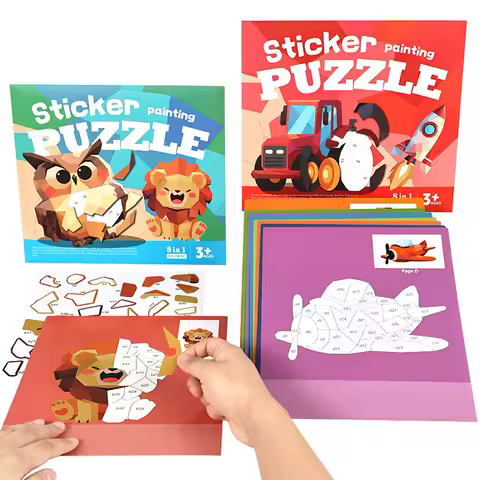 New 3D Puzzle Stickers Number Matching Puzzle Sticker Creative DIY Puzzle Sticker Painting Set 8 Pat