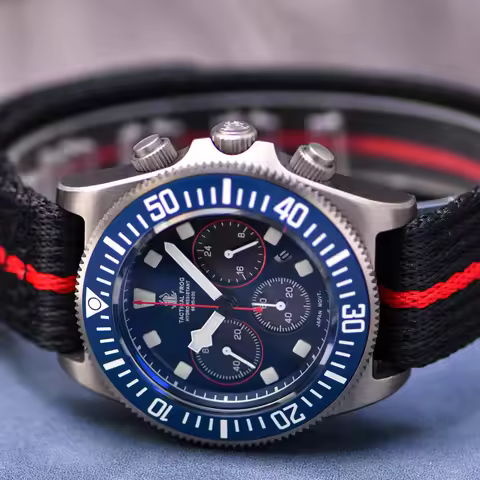 Tactical Frog FXD2 Men's Titanium Diving Watch 20ATM BGW9 Super Luminous Chronograph VS75B Solar-pow