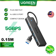 UGREEN USB 3.0 Hub 4 Ports Ultra Slim Mouse Keyboard Flash Drive Printer Compatible Laptop PC PS5 Laptop Car System