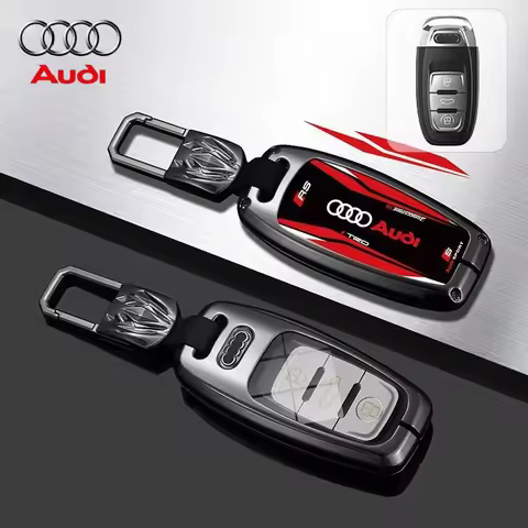 Alloy+Leather Car Key Case Suitable for Audi Q8 Rs8 A6 C8 S6 Rs6 A7 S7 Rs7 A3 8Y A8 D5 4N Rs E-Tron 