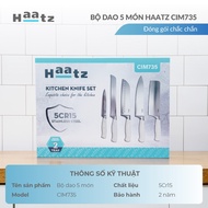 HAATZ CIM735 5 Knife Set Piece–5Cr15MoV Steel, Hardness 60 HRC, Ergonomic Handle 24 Months