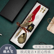 Ready Stock Quick Shipping Factory Direct Supply Gear Feather Pen Set Wing Feather Pen Set Mechanica