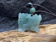 免費開光 快速出貨 天然A貨緬甸玉油青翡翠 招財貔貅項鍊飛天貔貅