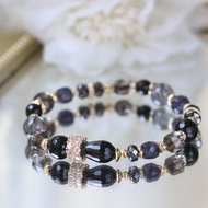 8mm黑髮晶 堇青石 黑碧璽。米蘭風情健康避邪人緣不規則水晶手鍊