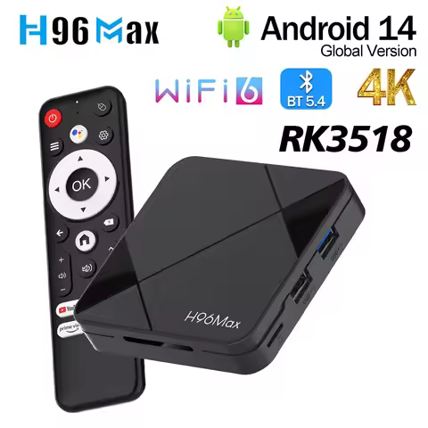 H96 MAX RK3518 TV Box Android 14 ATV TV Box 4K Wifi6 BT5.4 USB3.0 Google Voice Assistant Media Playe